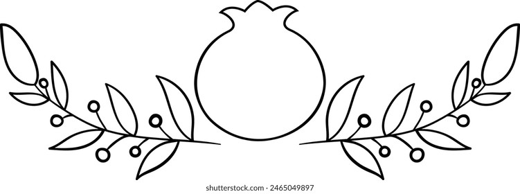 Flourish pomegranate outline clipart. isolated vector