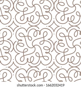 Flourish seamless pattern with gray swirl ornament on white Art Deco style. Background for invitations and cards. Wedding, birthday. Black white.