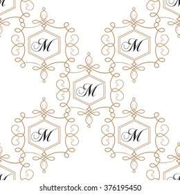 Flourish seamless pattern. Modern retro monogram vector illustration. Suitable for package design, wrapping paper, textile.
