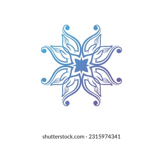 Flourish star Flower Silhouette logo design