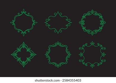 Flourish and swirl border line designs collection for creative project