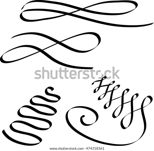 Flourish swirl\
elements for calligraphy graphic design, postcard, menu, wedding\
invitation, romantic\
style.