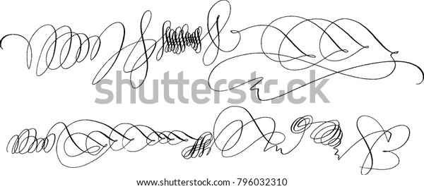 Flourish swirl ornate decoration made by pointed\
pen calligraphy style. Quill pen flourishes. For calligraphy\
graphic design, postcard, menu, wedding invitation. Black on white.\
Hand drawn.