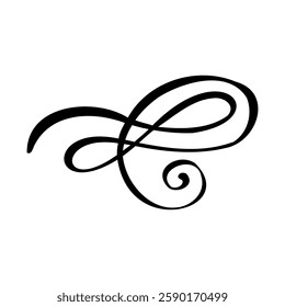 Flourish swirl ornate decoration for pointed pen ink calligraphy style curl for lettering, vector