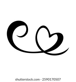 Flourish swirl ornate decoration for pointed pen ink calligraphy style curl for lettering, vector