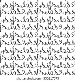 Flourish swirl ornate seamless pattern. Vector ink calligraphy style.