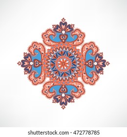 Flourish tiled oriental ethnic background.  Wonderland motives of the paintings of ancient Indian fabric patterns.