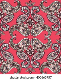 Flourish tiled pattern. Abstract floral geometric seamless oriental background. 