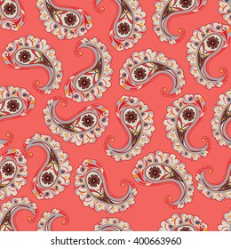 Flourish tiled pattern. Abstract floral geometric seamless oriental background. 