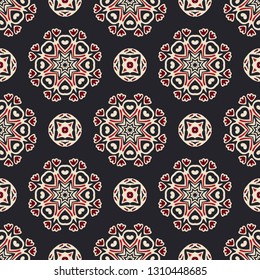 Flourish tiled pattern. Abstract mandala geometric seamless oriental background. Indian fabric pattern