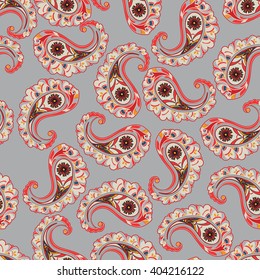 Flourish tiled pattern set. Abstract floral geometric seamless oriental background. Indian fabric pattern.