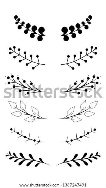 Flourish vector ornaments set isolated on\
white background. Hand drawn of rustic dividers. Decorative\
flourish ornaments for frame,border,menu card and calligraphic\
design elements.Vector\
illustration