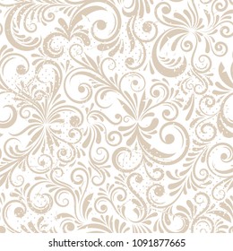Flourish Vector Seamless Pattern. Ornate curly endless illustration in baroque style. Can be used for wallpaper, website background, textile, greeting cards, wedding invitation, wrapping, books, print