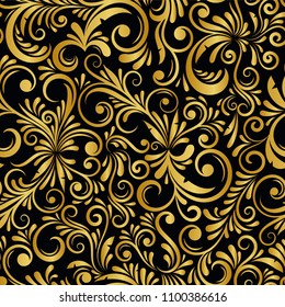 Flourish Vector Seamless Pattern. Ornate curly endless illustration in baroque style. Can be used for wallpaper, website background, textile, greeting cards, wedding invitation, wrapping, books, print