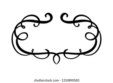 Flourish Vintage vector frame. Swirl illustration for text, greeting card, wedding invitation, book. Hand drawn cute isolated border