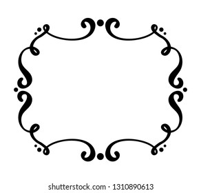 Flourish Vintage vector frame. Swirl illustration for text, greeting card, wedding invitation, book. Hand drawn cute isolated border