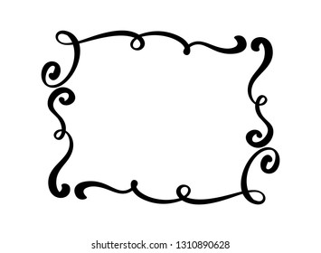 Flourish Vintage vector frame. Swirl illustration for text, greeting card, wedding invitation, book. Hand drawn cute isolated border