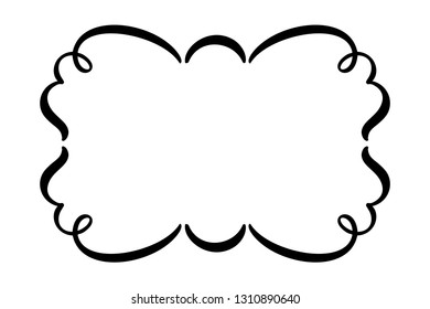 Flourish Vintage vector frame. Swirl illustration for text, greeting card, wedding invitation, book. Hand drawn cute isolated border