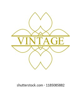 Flourishes calligraphic art deco logo emblem template with place for text. Luxury elegant deco ornamental logo design. Vector illustration