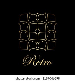 Flourishes calligraphic art deco logo emblem template. Luxury elegant deco ornamental logo design. Vector illustration.
