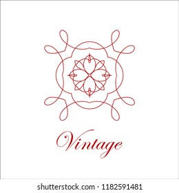 Flourishes calligraphic art logo emblem template. Luxury elegant deco ornamental logo design. Vector illustration. Good for Royal sign, Restaurant, Boutique, Cafe, Hotel, Heraldic, Jewelry, Fashion