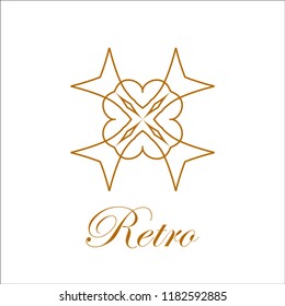 Flourishes calligraphic art logo emblem template. Luxury elegant deco ornamental logo design. Vector illustration. Good for Royal sign, Restaurant, Boutique, Cafe, Hotel, Heraldic, Jewelry, Fashion