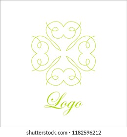 Flourishes calligraphic art logo emblem template. Luxury elegant deco ornamental logo design. Vector illustration. Good for Royal sign, Restaurant, Boutique, Cafe, Hotel, Heraldic, Jewelry, Fashion