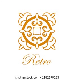 Flourishes calligraphic art logo emblem template. Luxury elegant deco ornamental logo design. Vector illustration. Good for Royal sign, Restaurant, Boutique, Cafe, Hotel, Heraldic, Jewelry, Fashion