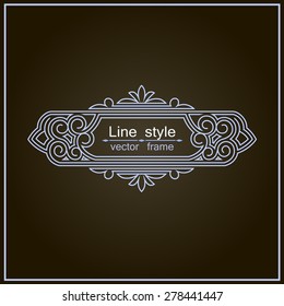 Flourishes calligraphic monogram emblem template. Luxury elegant frame ornament line logo design vector illustration, linear style frame