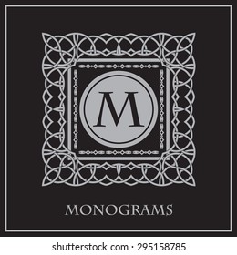 Flourishes calligraphic monogram emblem template. Luxury elegant frame ornament line logo design vector illustration. Good for Royal sign, Restaurant, Boutique, Cafe, Hotel, Heraldic, Jewelry