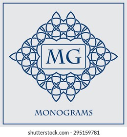 Flourishes calligraphic monogram emblem template. Luxury elegant frame ornament line logo design vector illustration. Good for Royal sign, Restaurant, Boutique, Cafe, Hotel, Heraldic, Jewelry.