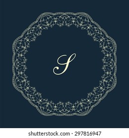 Flourishes calligraphic monogram emblem template. Luxury elegant frame ornament line logo design vector illustration. Good for Royal sign, Restaurant, Boutique, Cafe, Hotel, Heraldic, Jewelry, Fashion