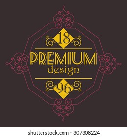 Flourishes calligraphic monogram emblem template. Luxury elegant frame ornament line logo design vector illustration. Good for Royal sign, Restaurant, Boutique, Cafe, Hotel, Heraldic, Jewelry, Fashion