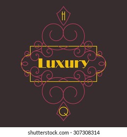 Flourishes calligraphic monogram emblem template. Luxury elegant frame ornament line logo design vector illustration. Good for Royal sign, Restaurant, Boutique, Cafe, Hotel, Heraldic, Jewelry, Fashion