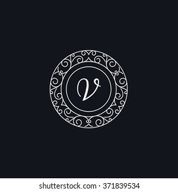 Flourishes calligraphic monogram emblem template