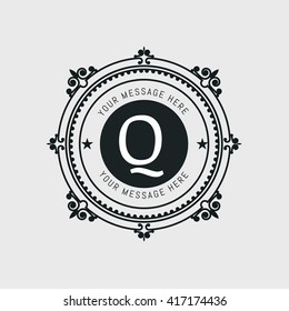 Flourishes calligraphic monogram emblem template.  Example monogram designs for Cafe, Restaurant, Boutique