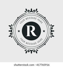 Flourishes calligraphic monogram emblem template.  Example monogram designs for Cafe, Restaurant, Boutique