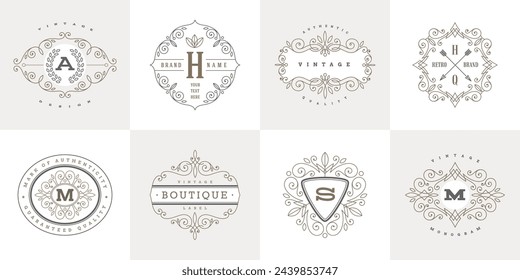 Flourishes calligraphic vintage logo template. Identity design for cafe, shop, store, restaurant, boutique, hotel, heraldic and etc.