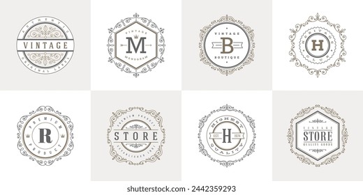 Flourishes calligraphic vintage logo template. Identity design for cafe, shop, store, restaurant, boutique, hotel, heraldic and etc.