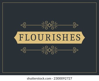 Flourishes calligraphic vintage ornamental background. Vector luxury invitation, restaurant menu or royalty certificate. Golden ornate page with swirls and vignettes elements