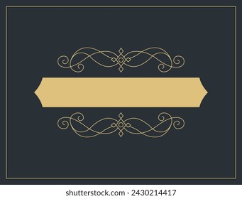Flourishes calligraphic vintage ornamental background. Vector luxury invitation, restaurant menu or royalty certificate. Golden ornate page with swirls and vignettes elements