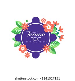 Flourishes frame original design, creative floral sign for company identity, floral shop, beauty studio, packaging, business card vector Illustration