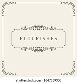 Flourishes frame. Vintage ornament greeting card