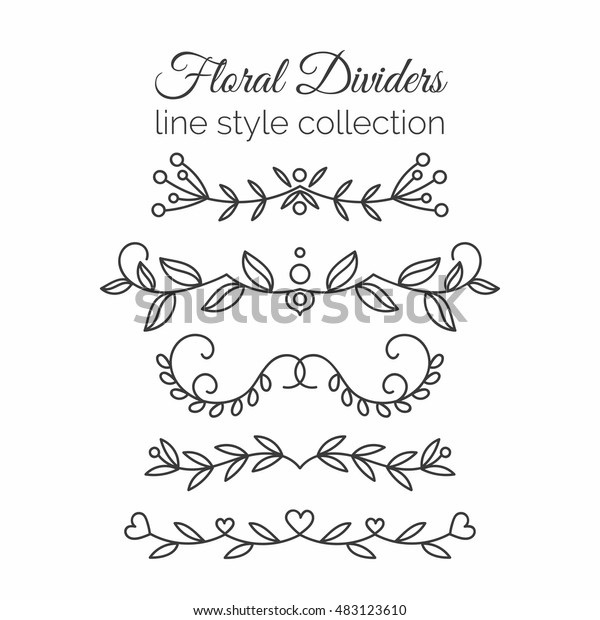 Flourishes. Hand drawn dividers set. Line\
style decoration. Ornamental decorative elements for notes and\
bullet journal. Vector ornate elements design. Line art flowers.\
Lineart dividers\
collection.