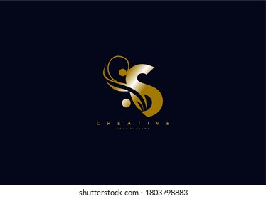 Flourishes letter S luxury beauty monogram golden logo