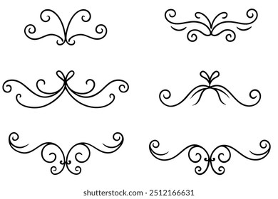 Flourishes Line Art Presenting Beautiful Detailed Ornaments