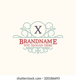 Flourishes Monogram Frame Logo Antique Classic Elegant Refined Vintage Retro Swirl Letter Old