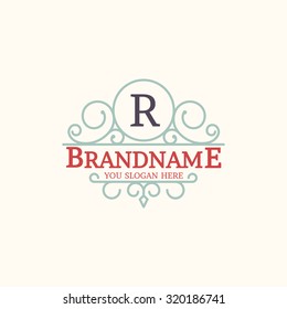 Flourishes Monogram Frame Logo Antique Classic Elegant Refined Vintage Retro Swirl Letter Old