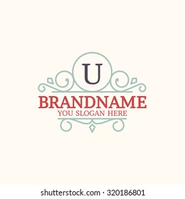 Flourishes Monogram Frame Logo Antique Classic Elegant Refined Vintage Retro Swirl Letter Old