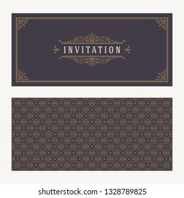 Flourishes and ornamental vector vintage design for invitation or greeting card. Vector illustration.